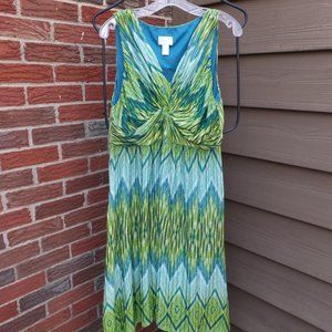 CHICO'S Raised Waist Maxi Dress Chevron Design 3
